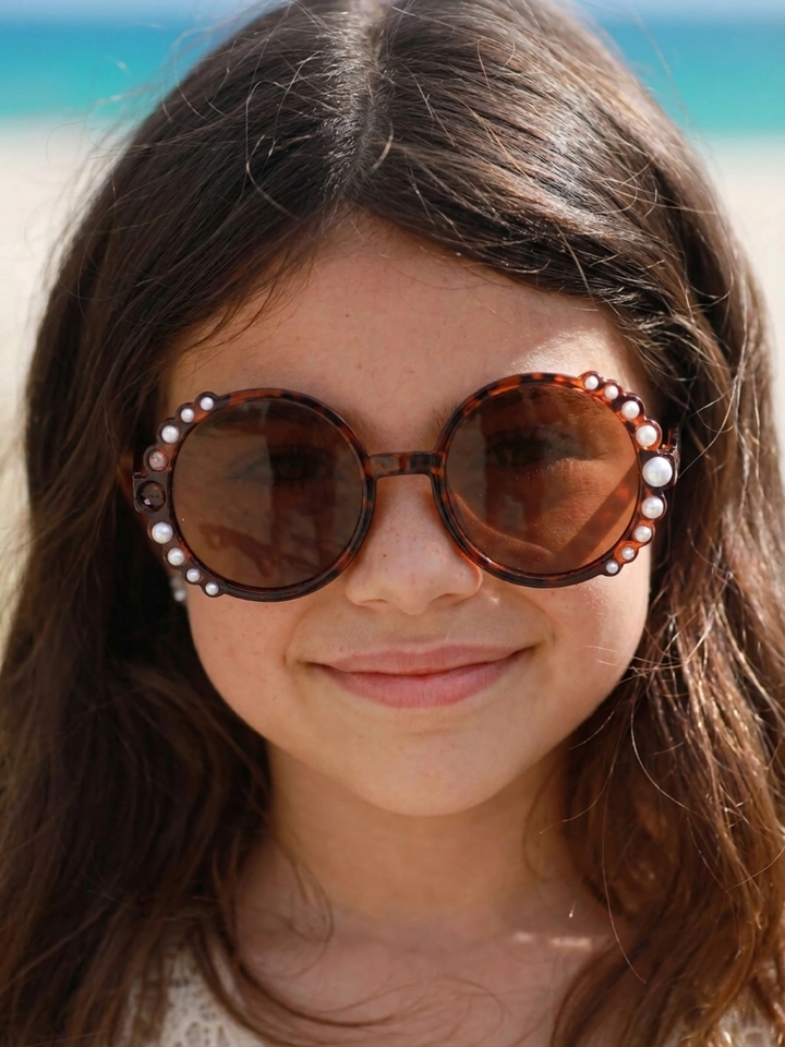 Chic Pearl Trim Round Sunglasses Mia Belle Girls