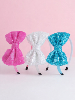 Petal Pop Sequin Bow Headband Set – Pack of 3