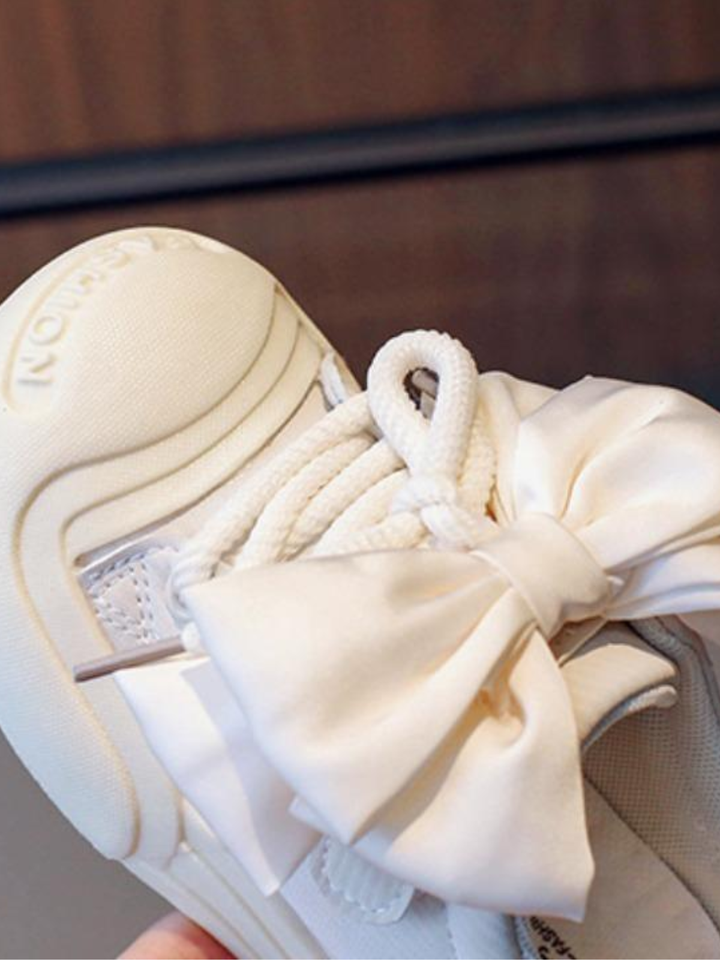 Tiny Toes, Big Dreams Satin Bow Sneakers By Liv and Mia Mia Belle Girls