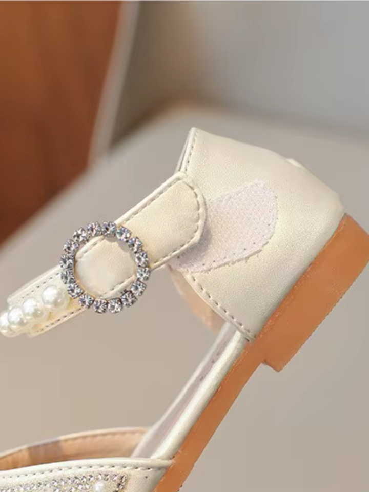 baby girl formal shoes pearl strap elegant flats