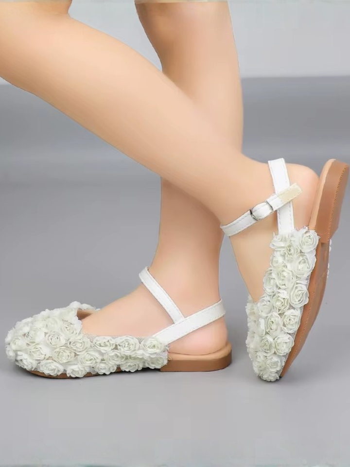 baby girl christening shoes lace flower white flats