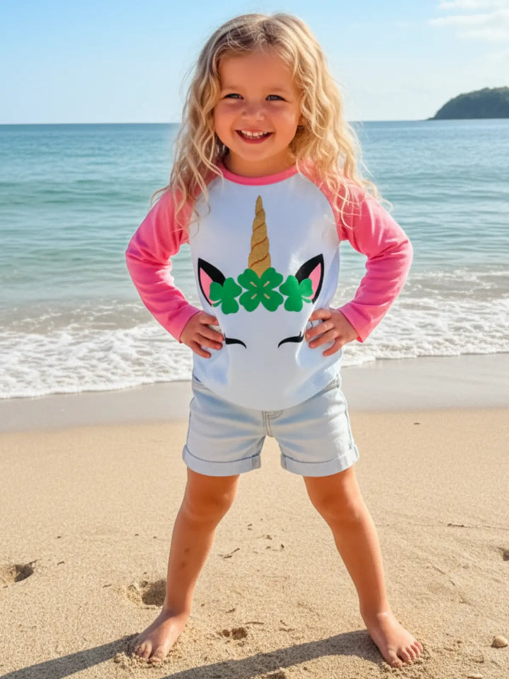 Luck of the Unicorn Raglan Top Mia Belle Girls
