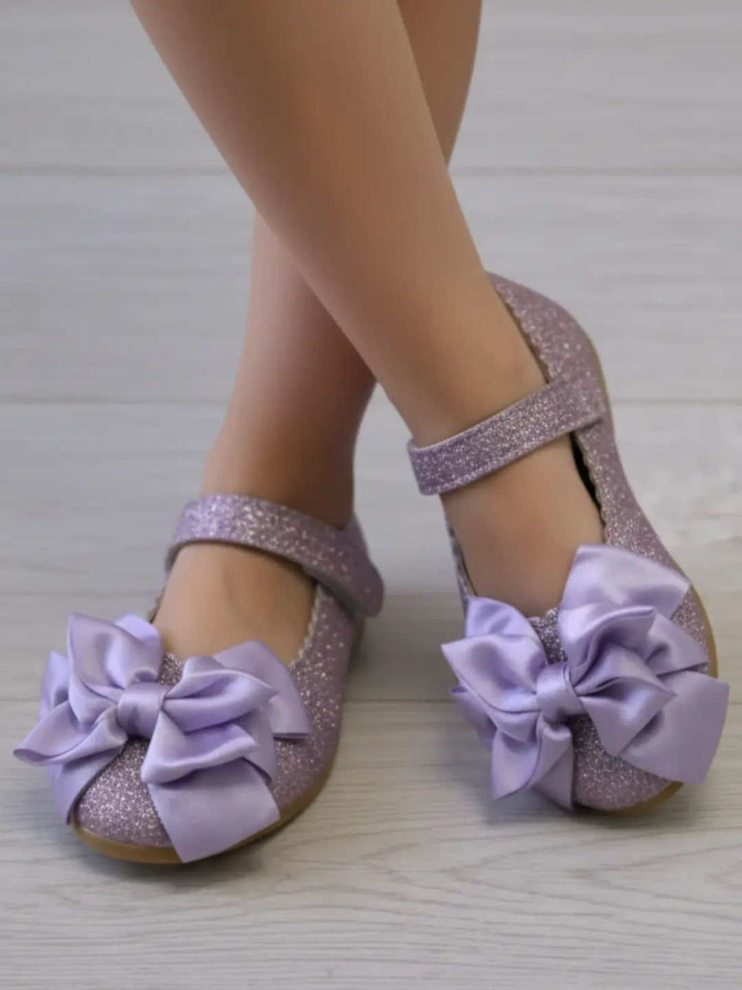 Princess Purple Glitter Bow Flats Mia Belle Girls