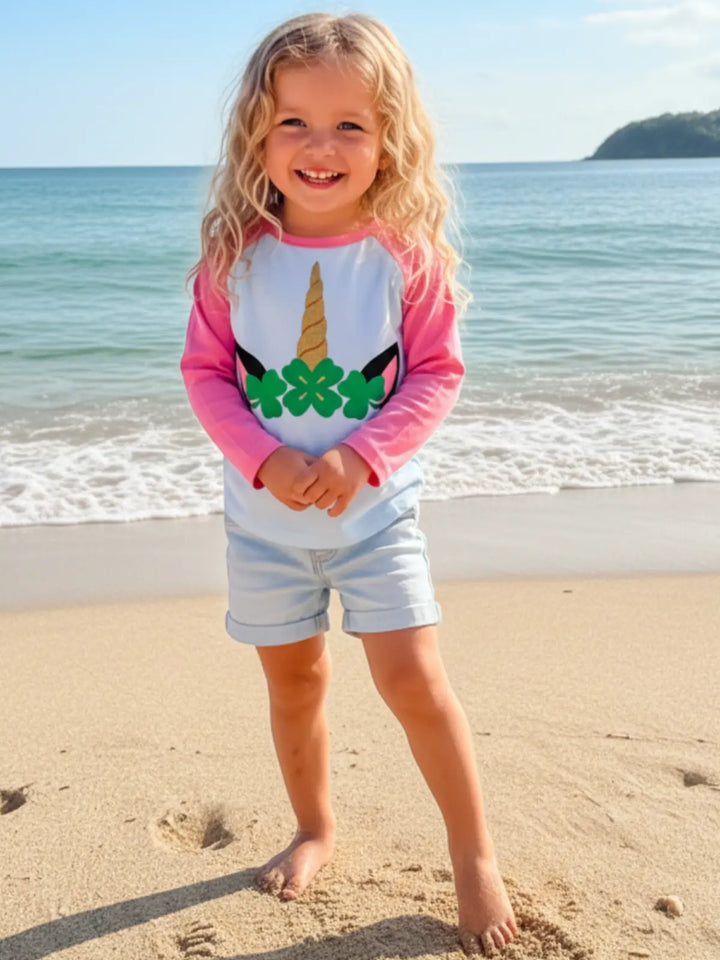 Luck of the Unicorn Raglan Top Mia Belle Girls