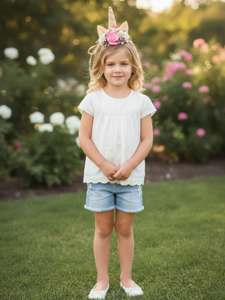 Girls Flower Unicorn Sequin Ears Headband Mia Belle Girls