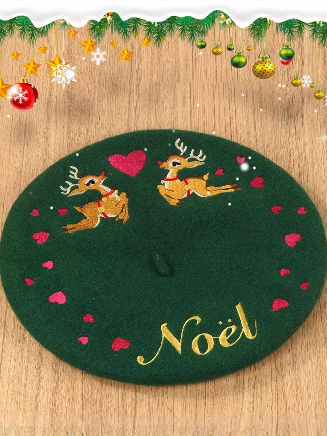 Cheerful Holiday Beret with Adorable Holiday Details Mia Belle Girls