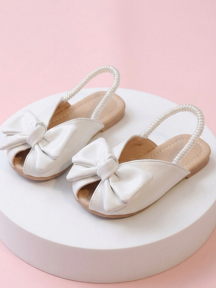 Glam Breeze Bow Peep Toe Elastic Slide Sandal Mia Belle Girls