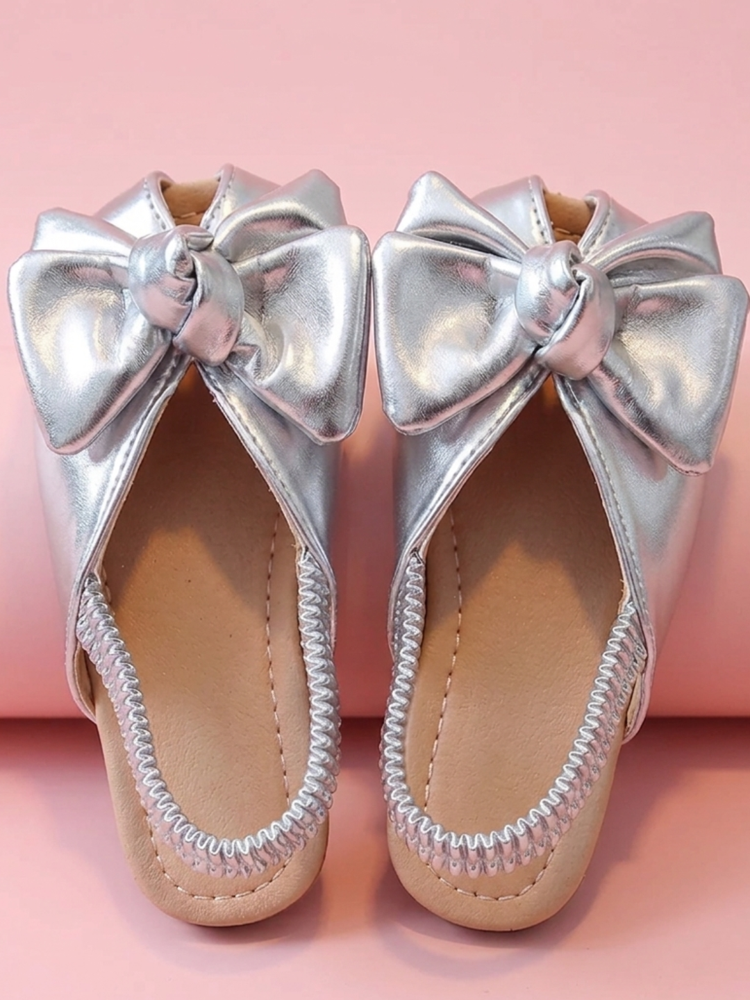 Glam Breeze Bow Peep Toe Elastic Slide Sandal Mia Belle Girls