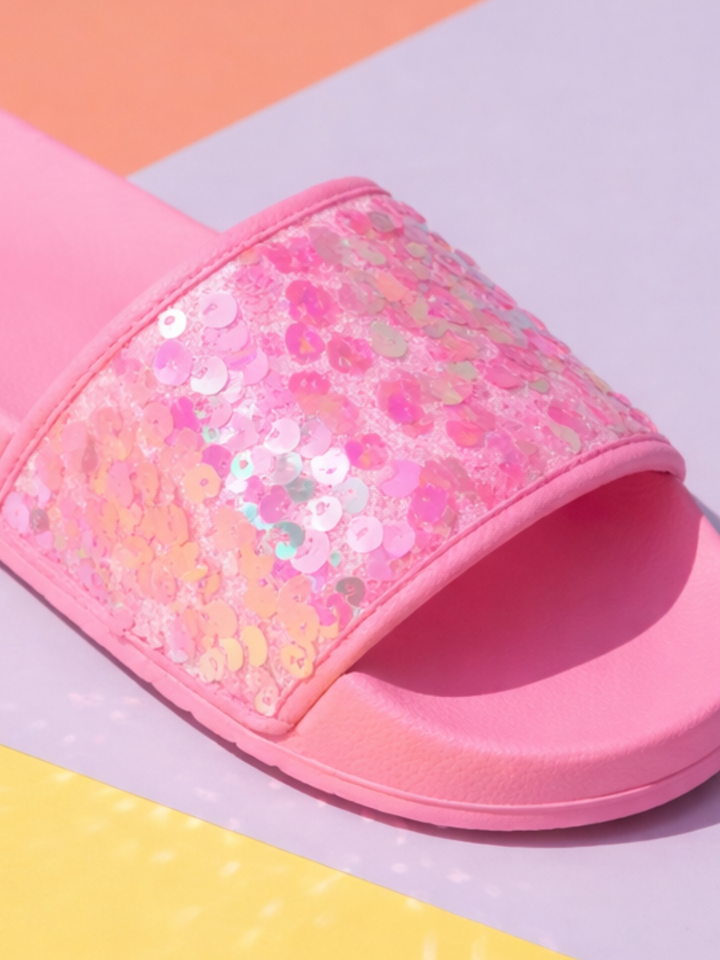 Pink Lagoon Sparkle Slide Sandals