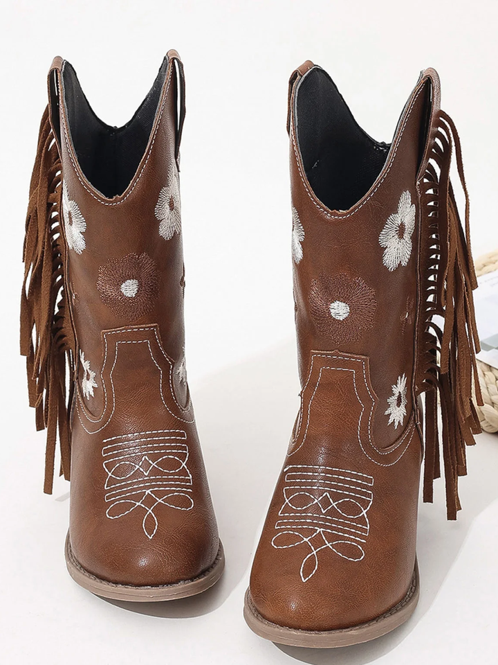 Western Fringe Embroidered Cowgirl Boots