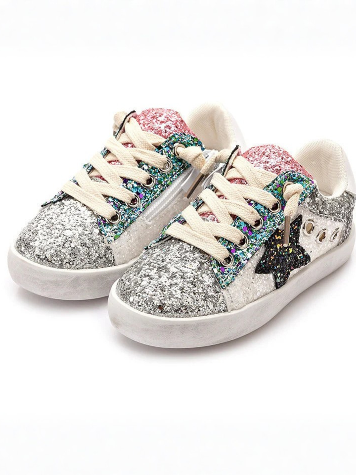 Sequin Sensation Casual Silver Sneakers by Liv and Mia Mia Belle Girls