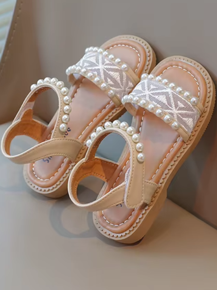 toddler girl sandals pearl strap lace detail summer footwear