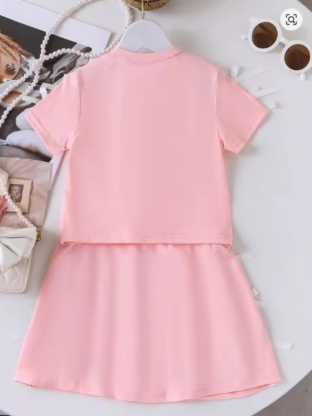 Blush Darling Pink Lace Bow Top and Tennis Skirt Set