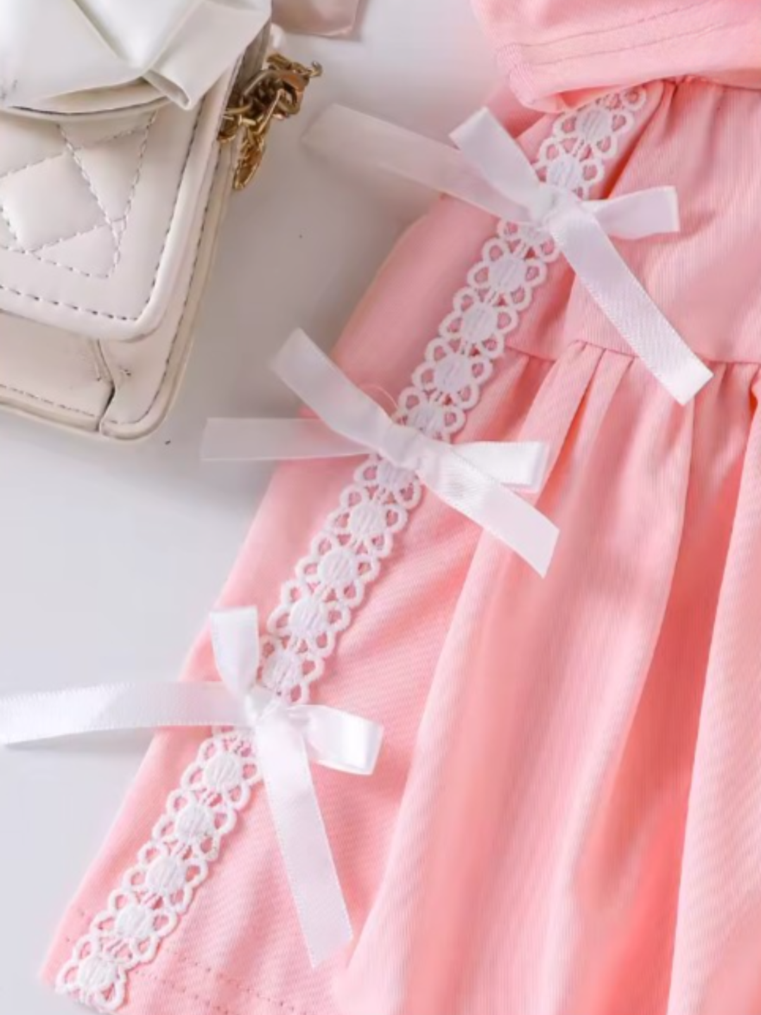 Blush Darling Pink Lace Bow Top and Tennis Skirt Set