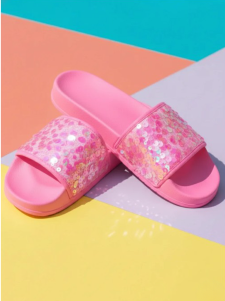 Pink Lagoon Sparkle Slide Sandals Mia Belle Girls