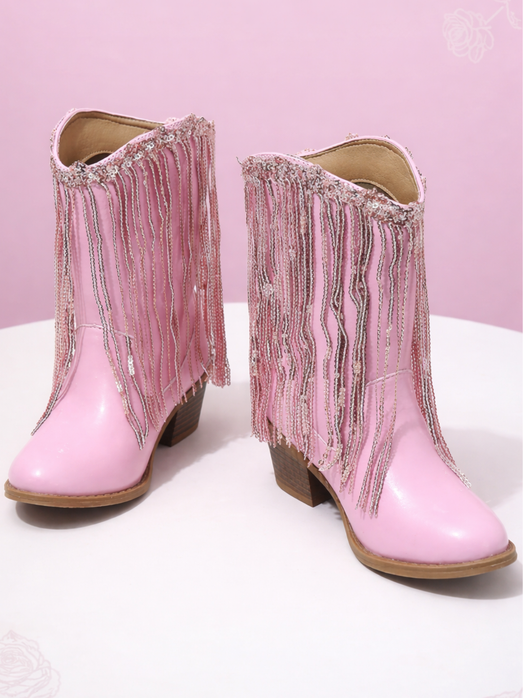 Blushing Rodeo Pink Fringe Cowboy Boots By Liv and Mia Mia Belle Girls