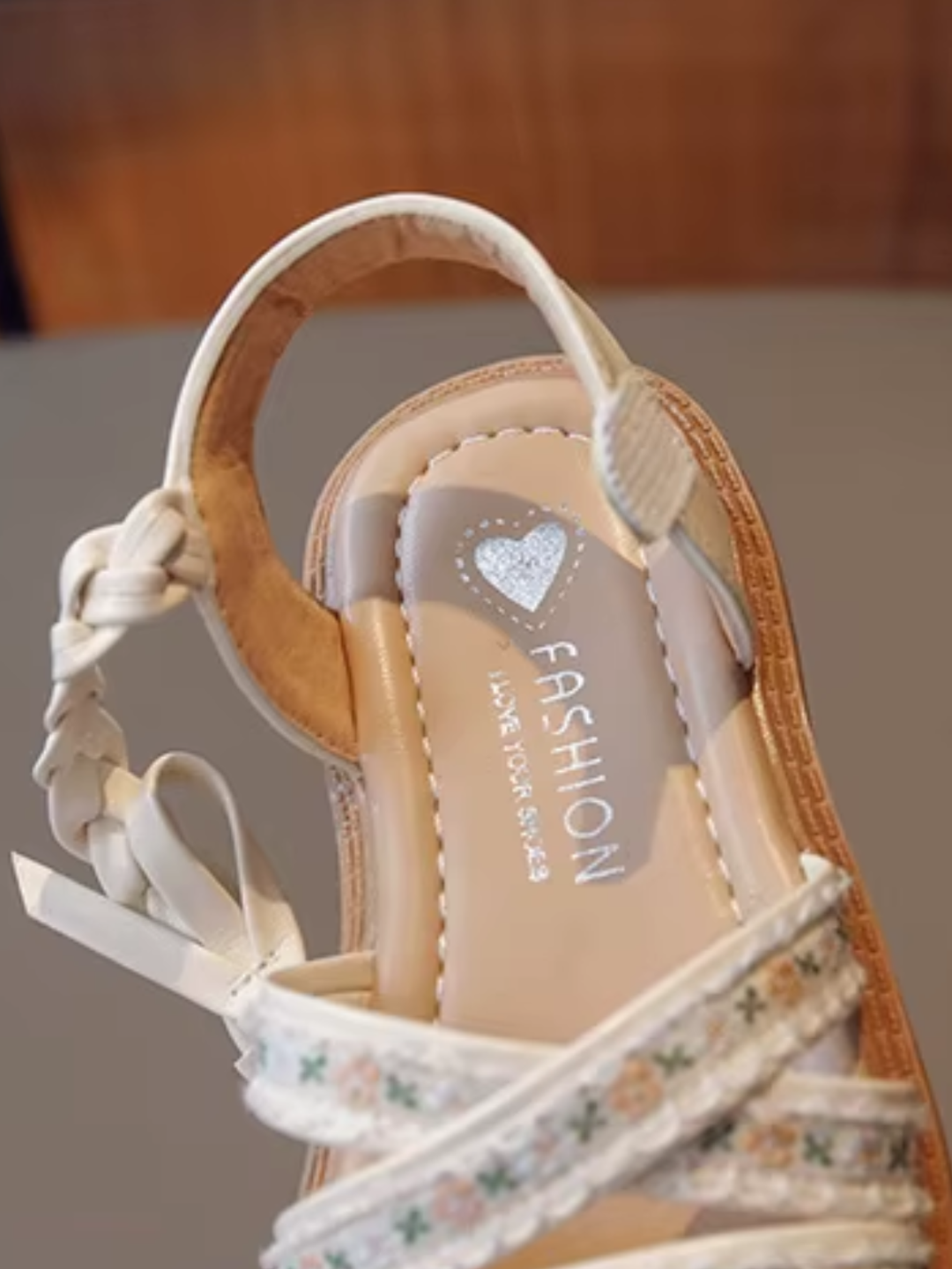 toddler girl casual sandals floral embroidery bow detail