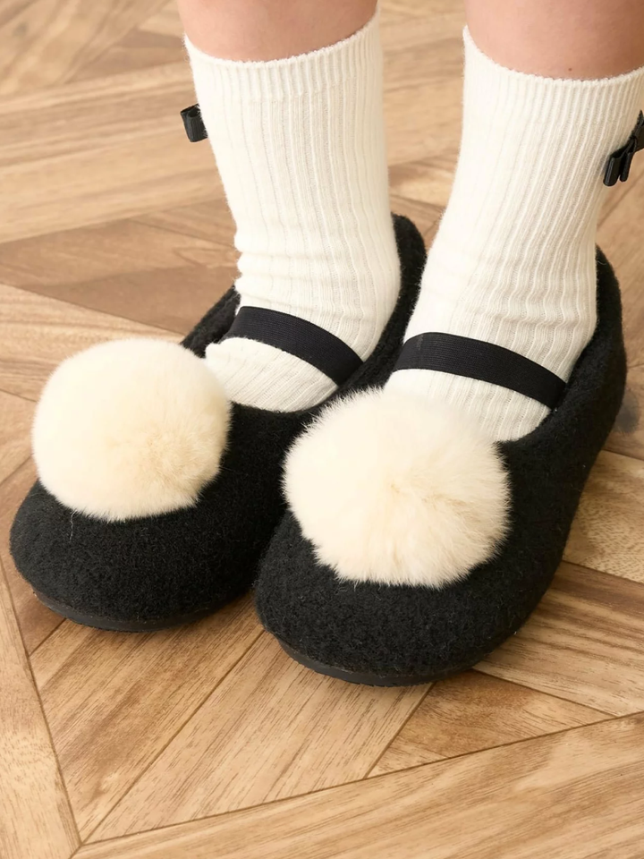Chic Pom Pom Cozy Ballet Flats