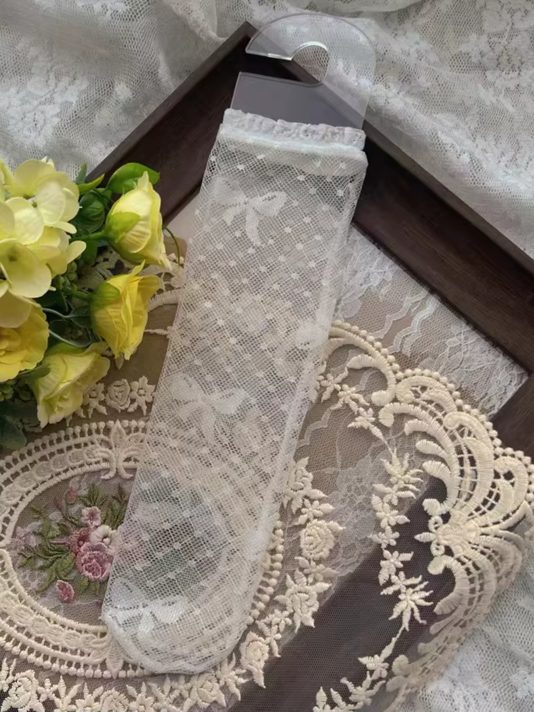 Princess Lace Bow Mesh Socks