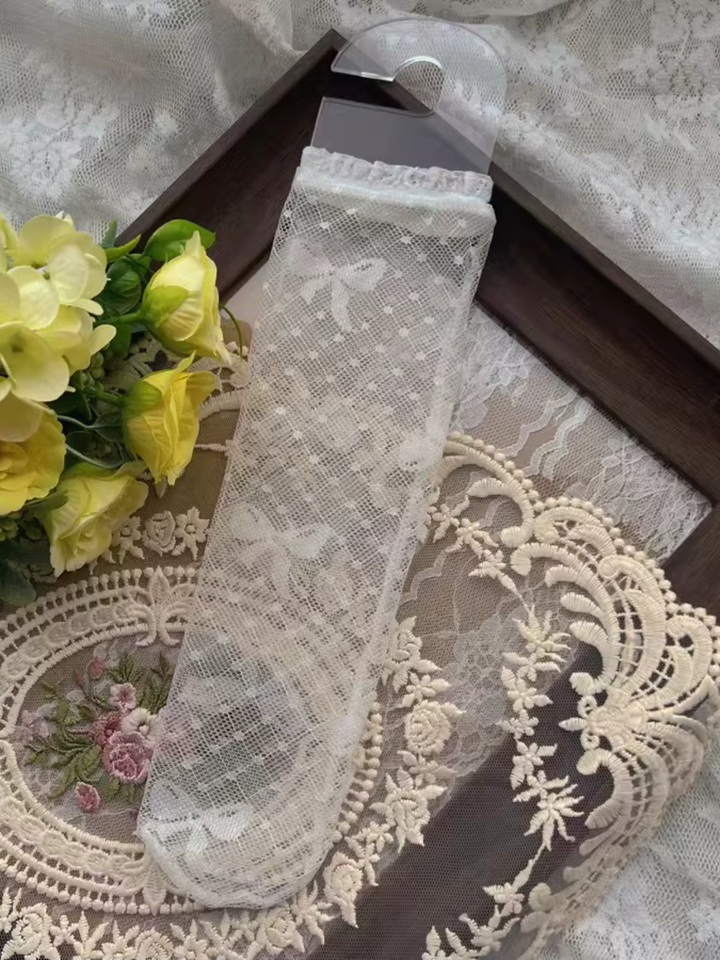 Princess Lace Bow Mesh Socks