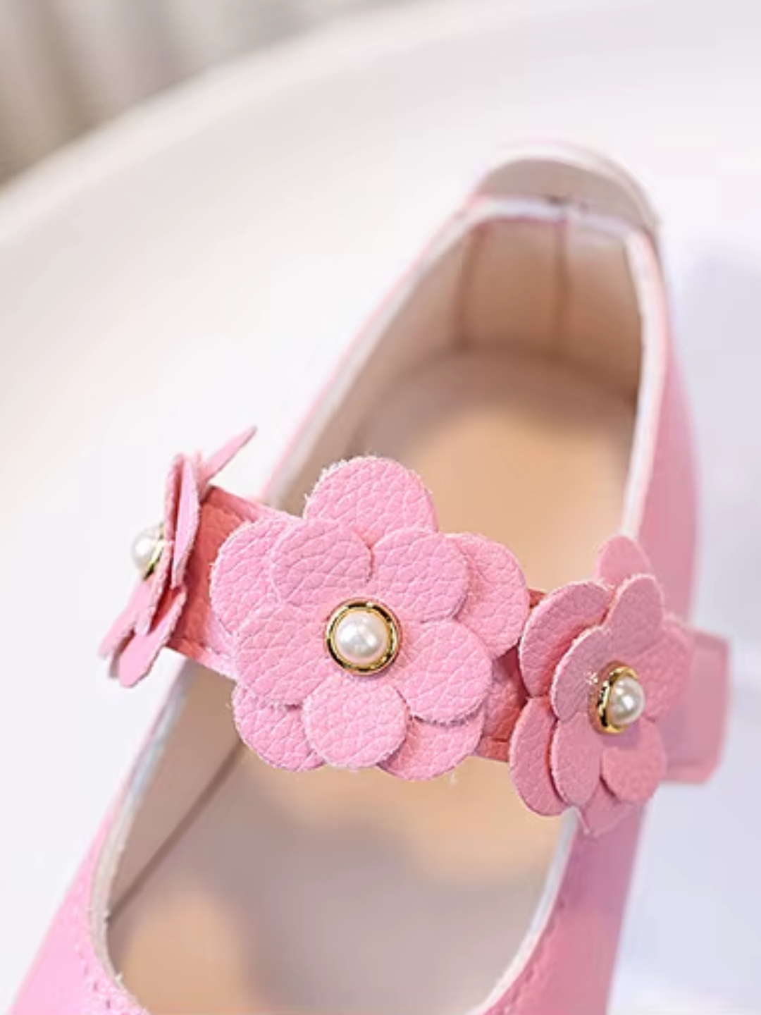 girls ballet flats flower strap casual dress shoes kids