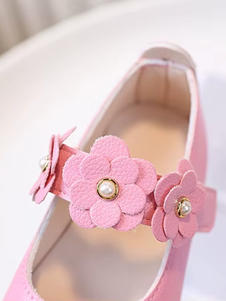 girls ballet flats flower strap casual dress shoes kids