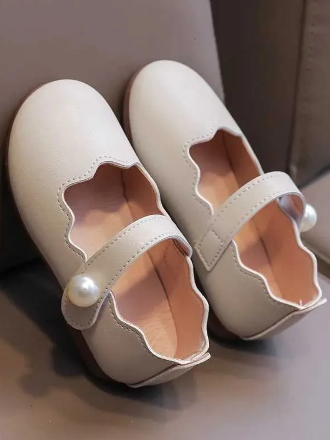 Girls Scalloped Mary Jane Flats with Pearl Detail By Liv and Mia Mia Belle Girls
