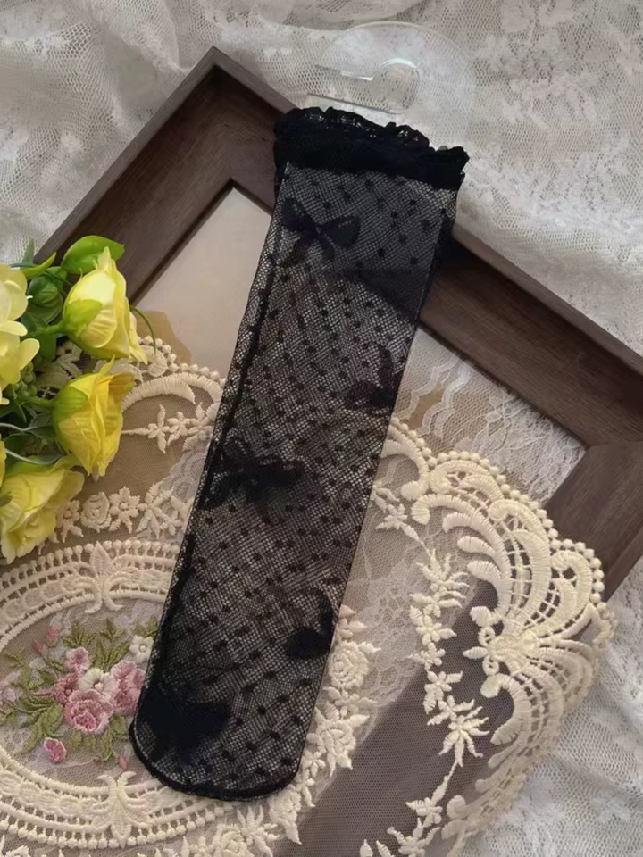 Princess Lace Bow Mesh Socks