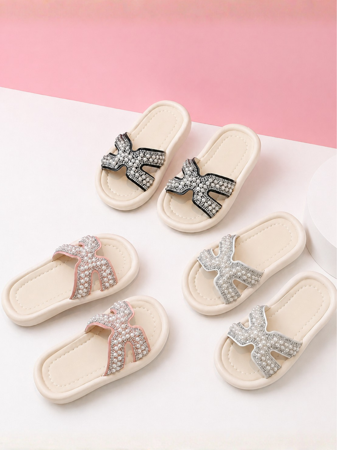 Mia Belle Girls Pearl Slide Sandals | Shoes By Liv And Mia