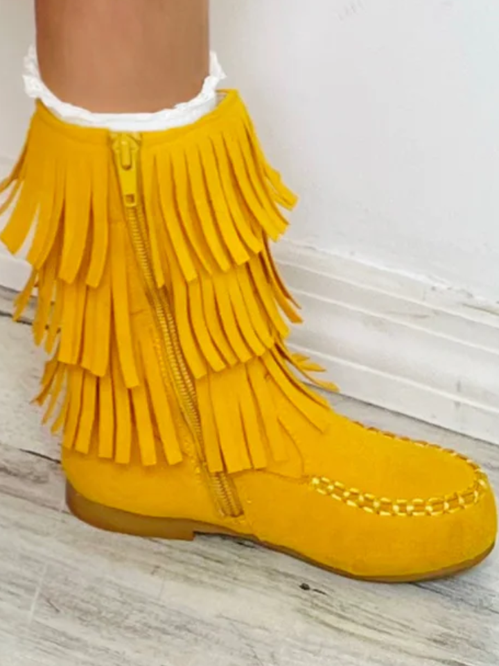 Yellow Fringe Boots By Liv and Mia Mia Belle Girls