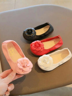 Rose Applique Synthetic Leather Flats By Liv and Mia
