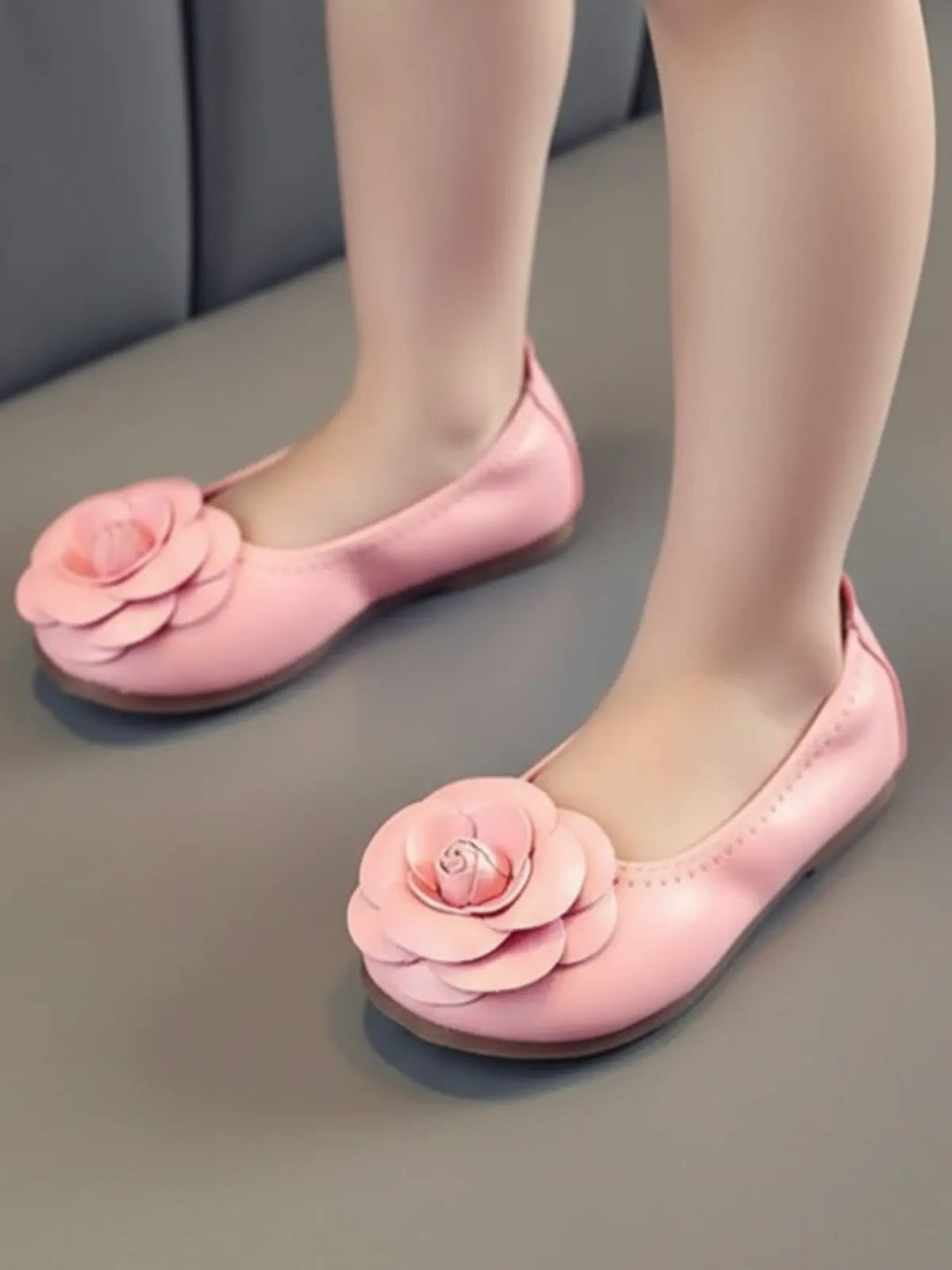Rose Applique Synthetic Leather Flats By Liv and Mia Mia Belle Girls