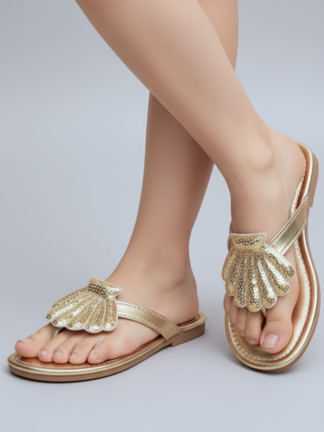 Golden Seashell Sparkle Sandals