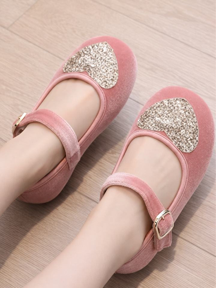 Velvet Heart Pink Mary Jane Flats