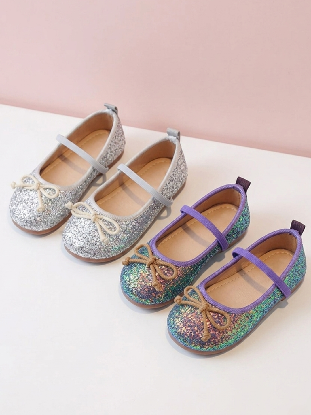 Girls Mermaid Glitter Ballet Flats Mia Belle Girls