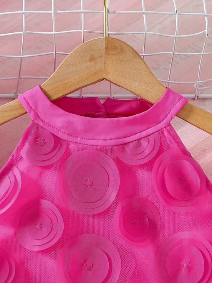 Rosy Swirl Fuchsia Sleeveless Dress