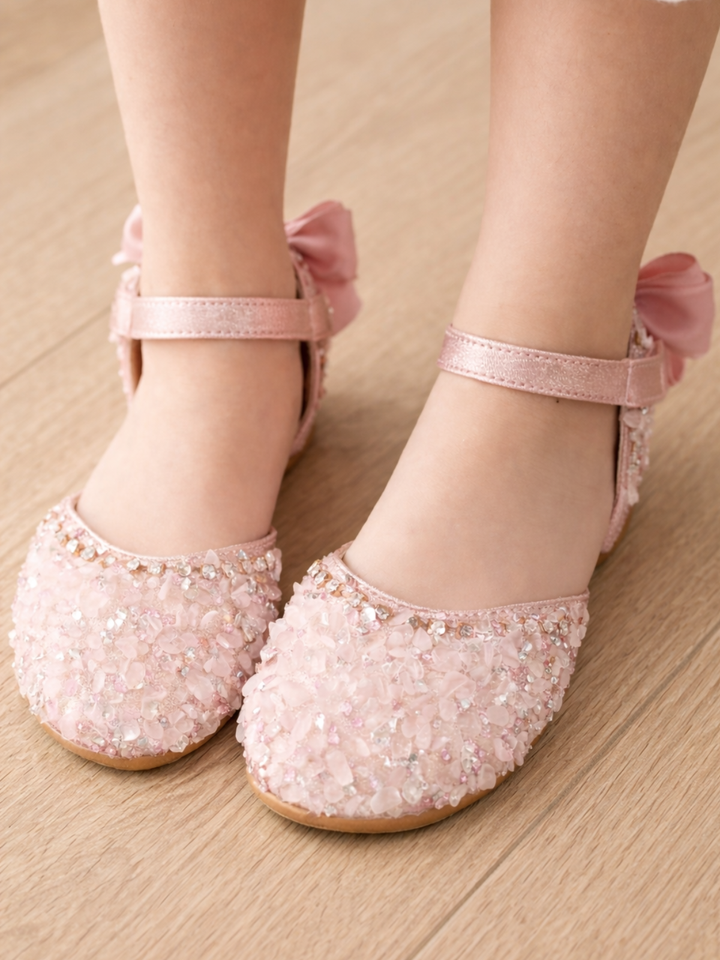 Rhinestone Sparkle Heel Bow Flats By Liv and Mia Mia Belle Girls