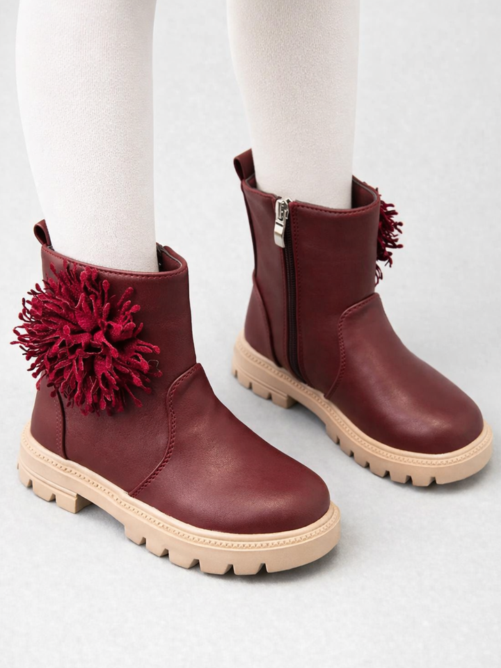 Girls Cute Non-slip Boots with Flower and Side Zipper By Liv and Mia Mia Belle Girls