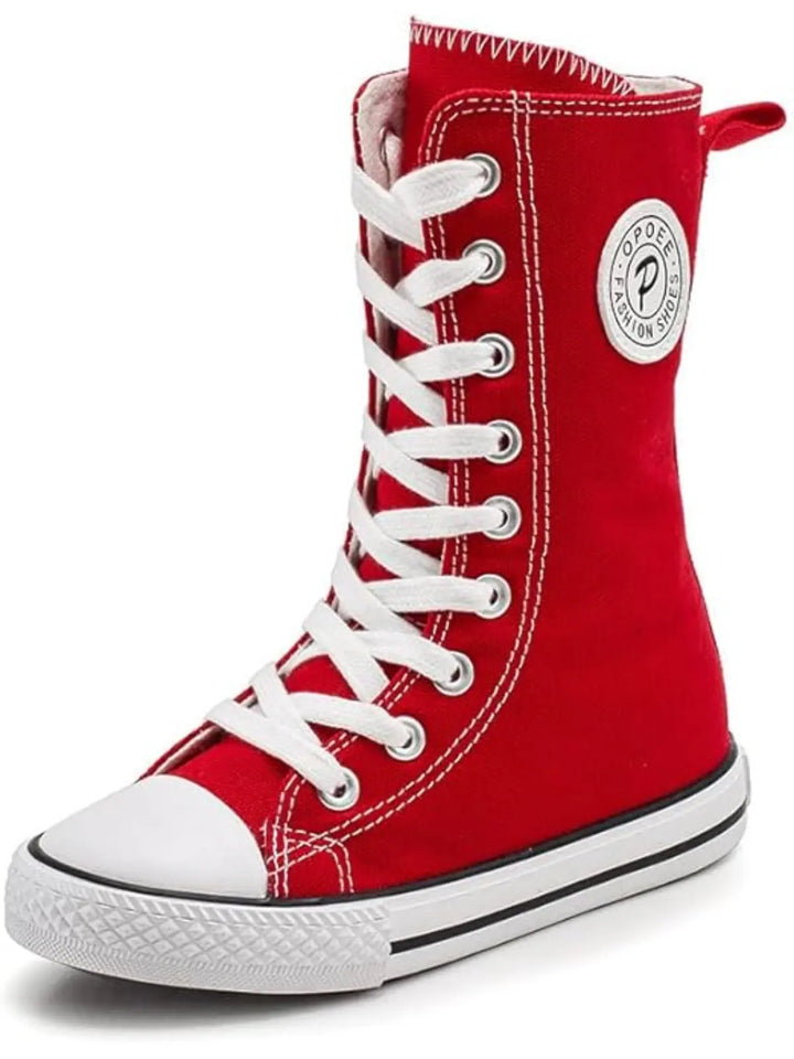 Red Canvas High Top Zip Up Sneakers By Liv and Mia Mia Belle Girls