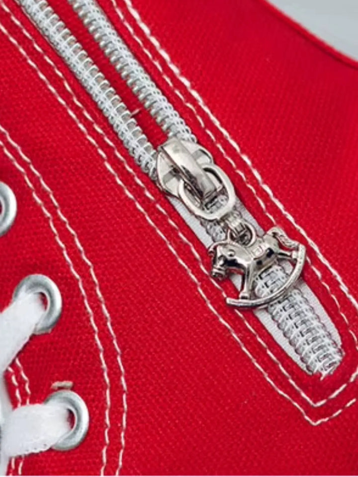 Red Canvas High Top Zip Up Sneakers By Liv and Mia Mia Belle Girls