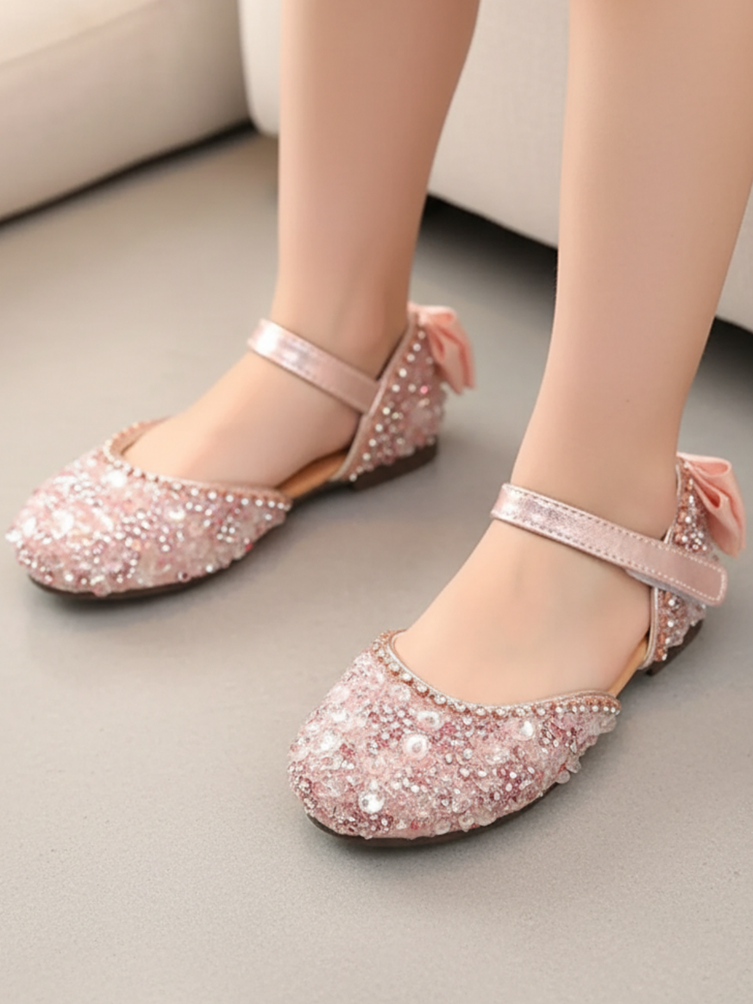 Princess Sequined Bow Back Flats By Liv and Mia Mia Belle Girls