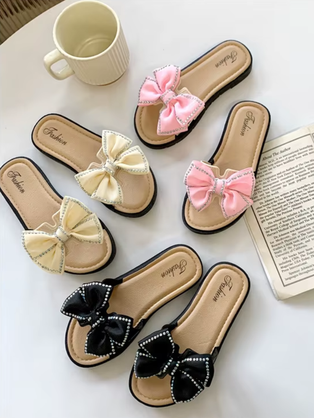 toddler girl slip on sandals oversized bow casual summer footwear