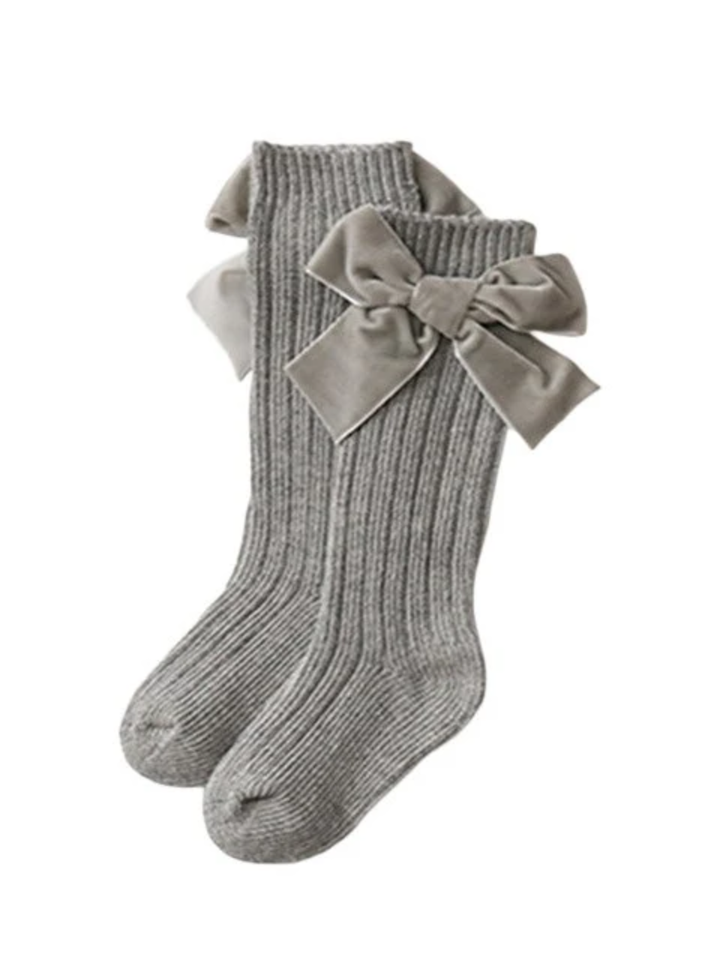 A Little Velvet Bow Long Socks