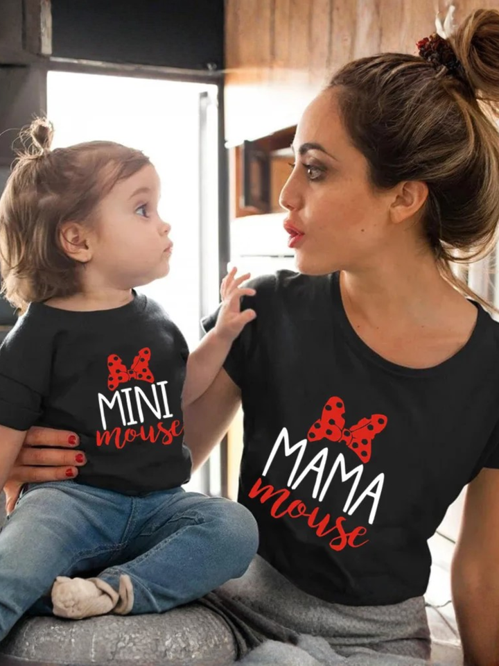 Mommy and Me Matching Mouse Slogan Tops
