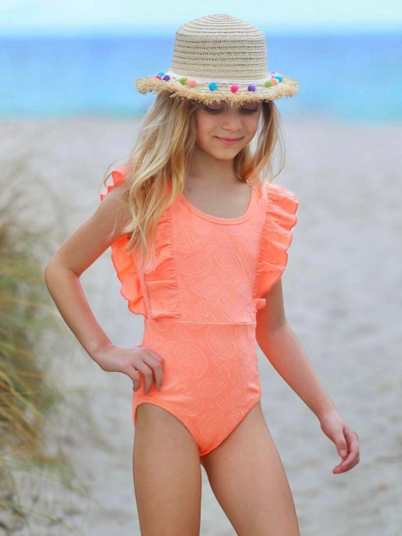 Orange Coast Ruffle Strap One Piece Swimsuit Mia Belle Girls