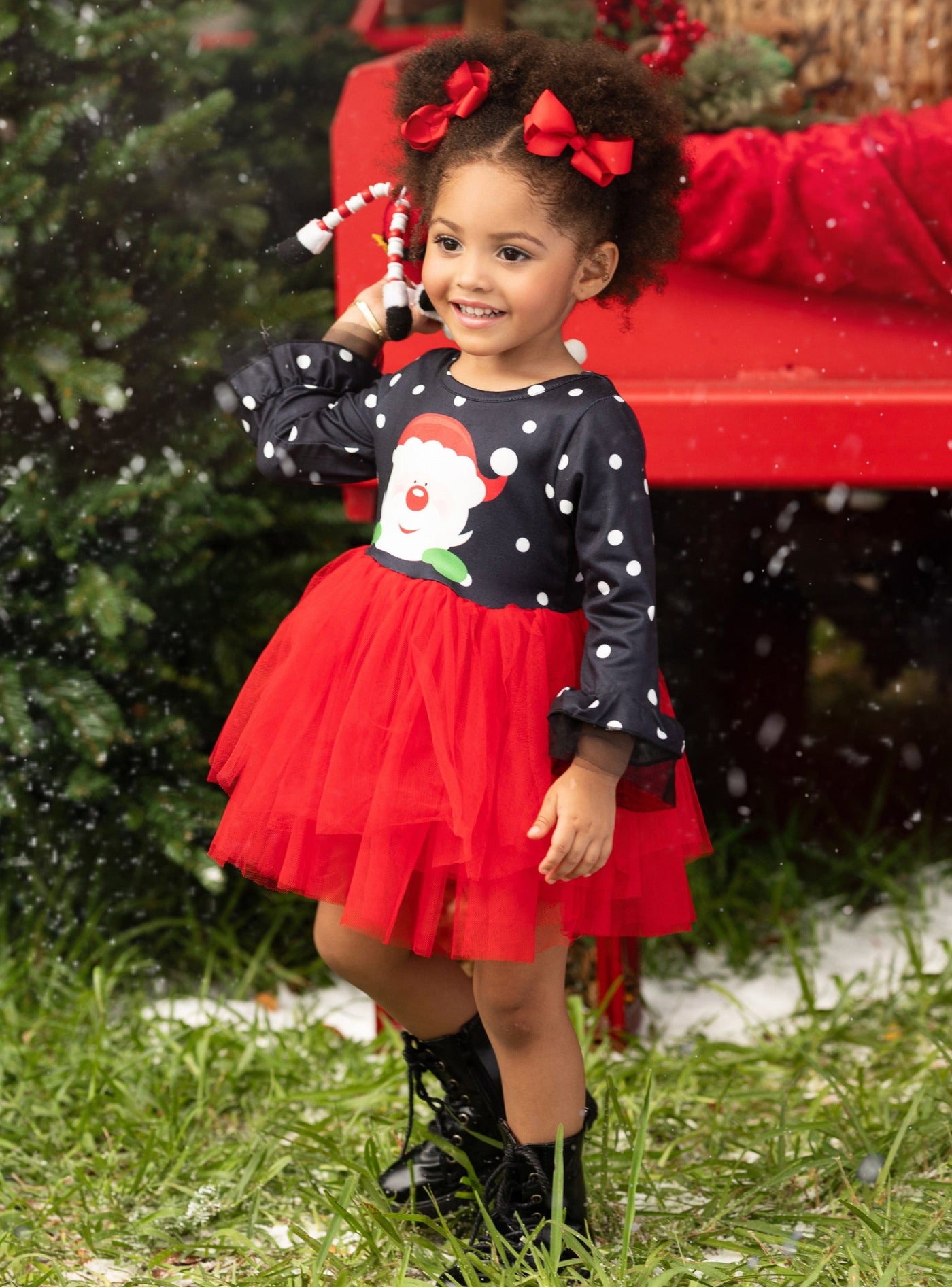Toddler Clothing Sale | Santa Polka Dot Tutu Dress | Girls Boutique