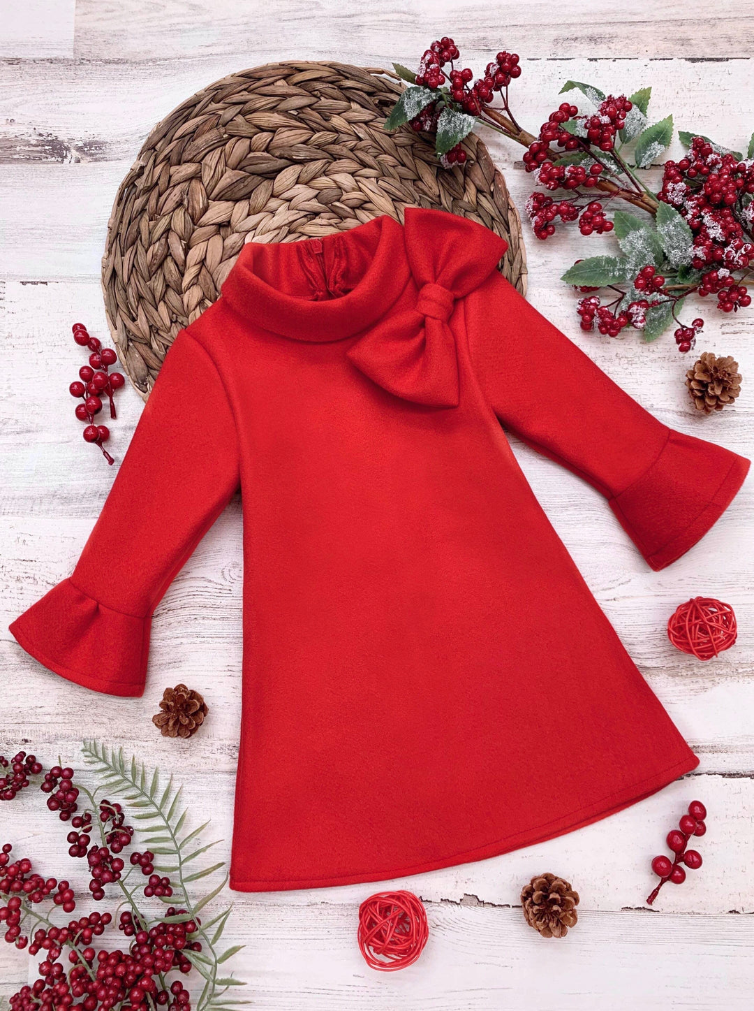 Fancy Fabulous Bow Cherry A-Line Dress