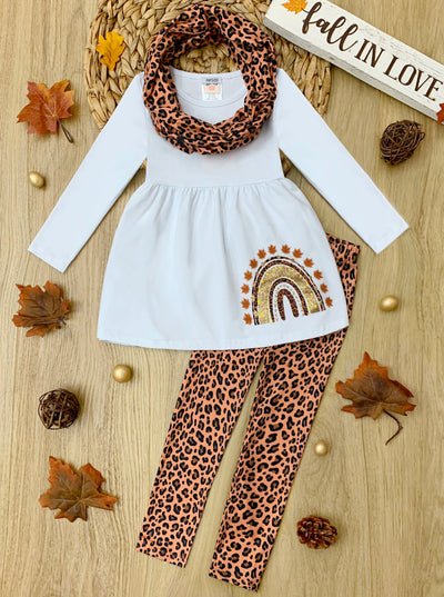 Toddler Fall Outfits | Girls Tunic, Leopard Print Scarf & Legging Set