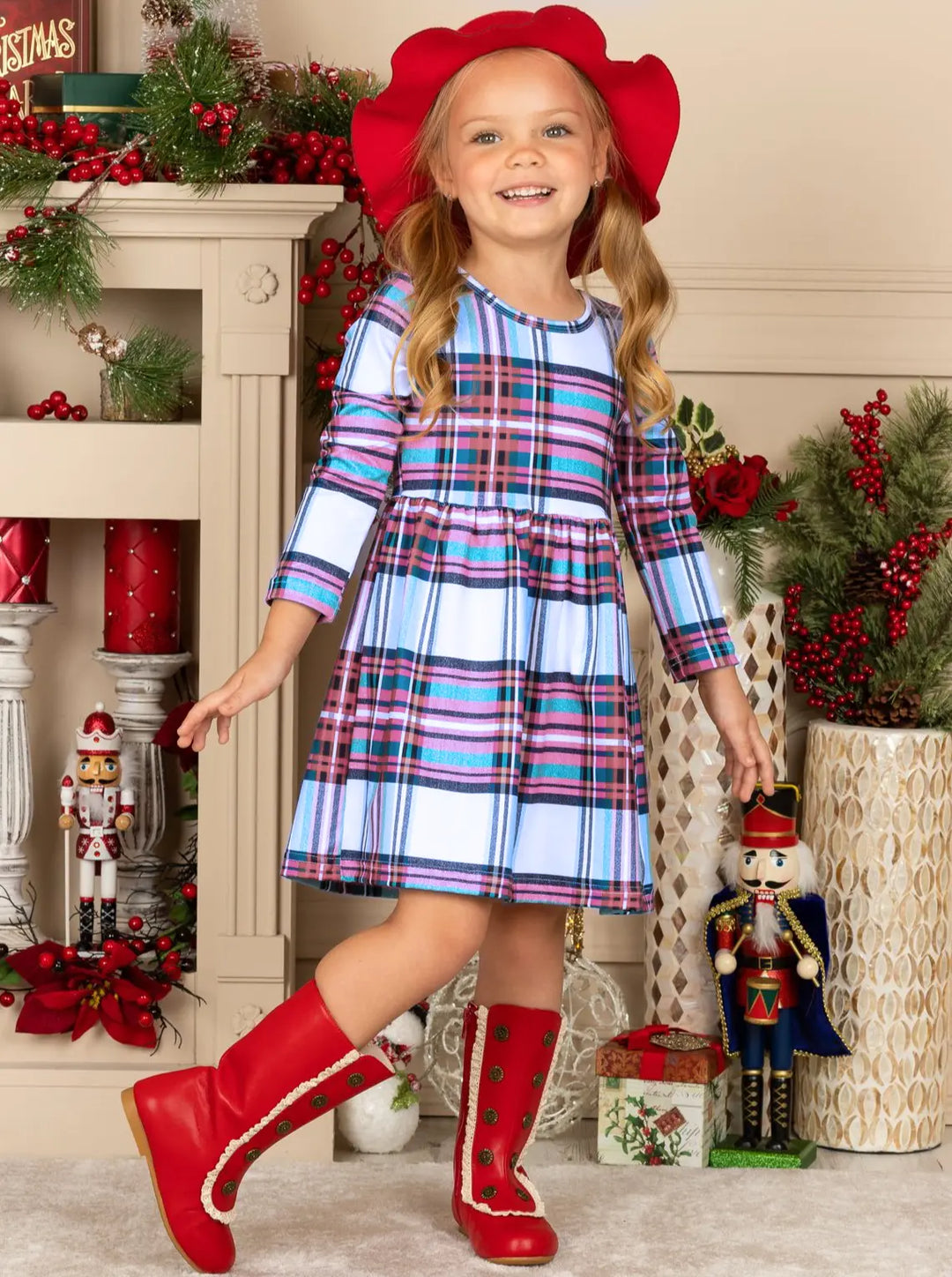 Toddler Winter Clothing | Little Girls Long Sleeve Plaid A-Line Dress Mia Belle Girls Toddler Winter Clothing | Little Girls Long Sleeve Plaid A-Line Dress Mia Belle Girls