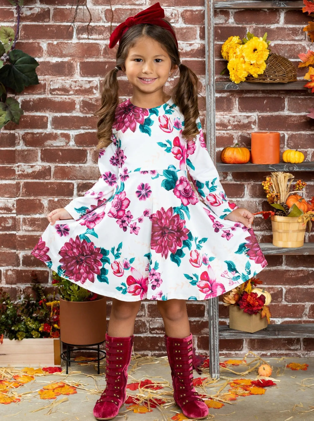 Cute Dresses For Girls | Long Sleeve Floral Dress | Mia Belle Girls Cute Dresses For Girls | Long Sleeve Floral Dress | Mia Belle Girls